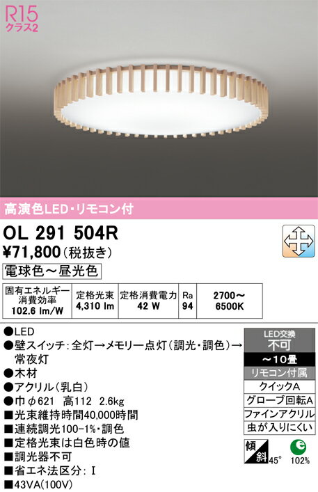 【送料無料】N区分 オーデリック OL291504R シーリングライト リモコン付 〜10畳 LED 安心のメーカー保証