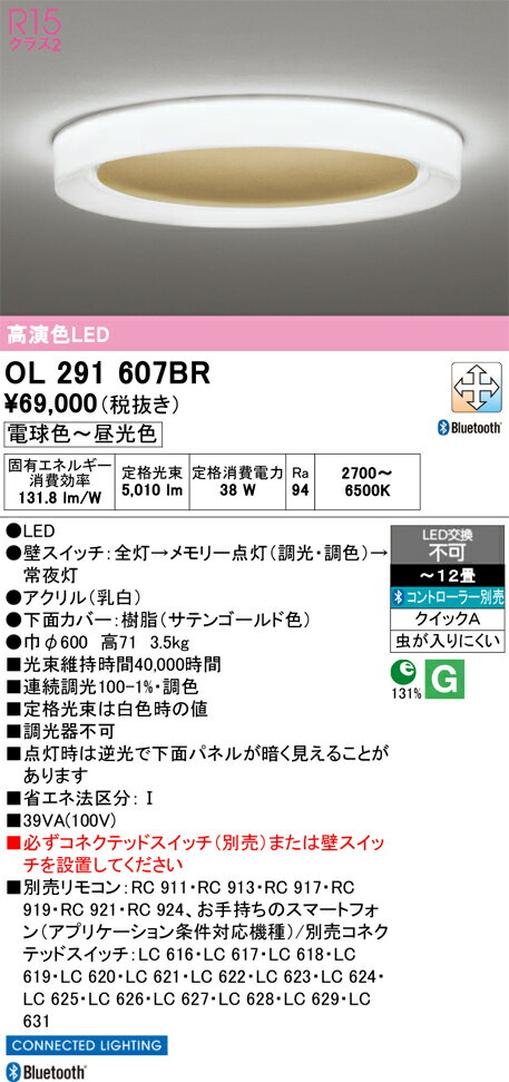 【送料無料】N区分 オーデリック OL291607BR シーリングライト リモコン別売 〜12...