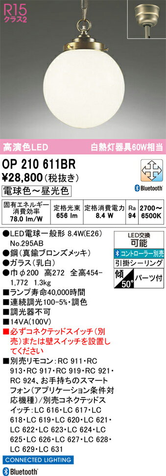 【送料無料】 オーデリック T区分 OP210611BR-SF （ランプ別梱包）『OP210611#＋NO295AB』 ペンダント リモコン別売 畳数設定無し LED 安心のメーカー保証