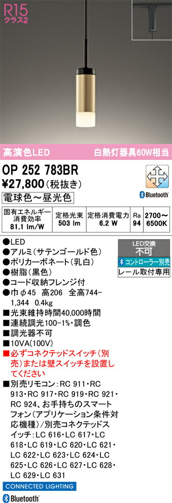 【送料無料】 オーデリック T区分 OP252783BR ペンダント 配線ダクト用 リモコン別売 畳数設定無し LED 安心のメーカー保証