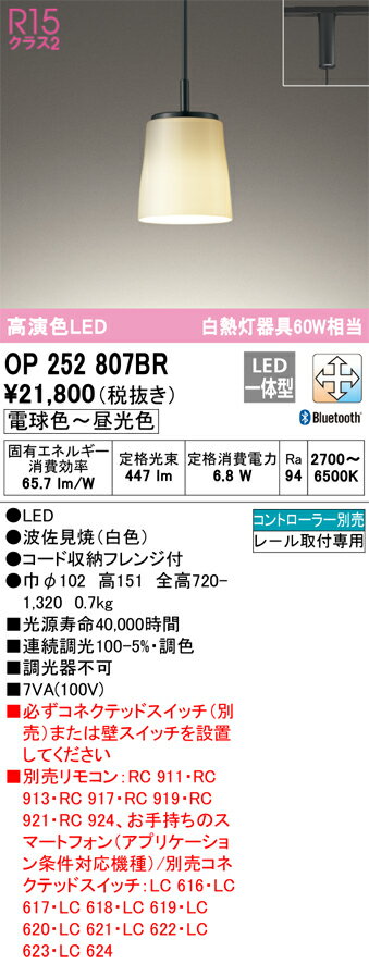 【送料無料】 オーデリック T区分 OP252807BR ペンダント 配線ダクト用 リモコン別売 畳数設定無し LED 安心のメーカー保証
