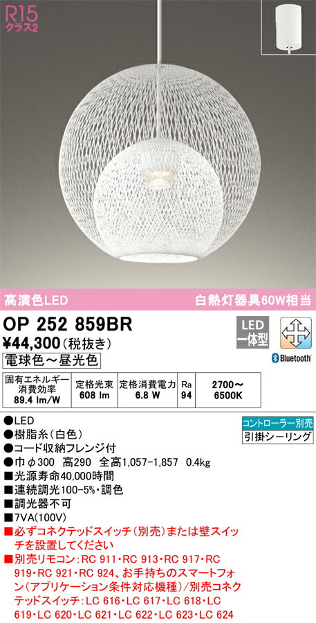 【送料無料】 オーデリック T区分 OP252859BR ペンダント リモコン別売 畳数設定無し LED 安心のメーカー保証