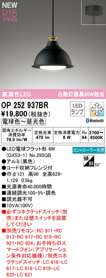 【送料無料】 オーデリック T区分 OP252937BR-SF （ランプ別梱包）『OP252937#＋NO295GB』 ペンダント リモコン別売 畳数設定無し LED 安心のメーカー保証