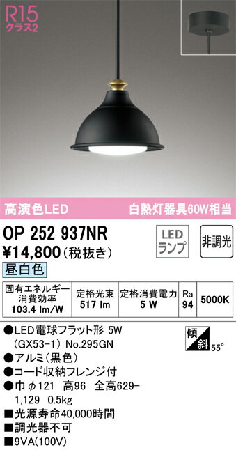 樂天商城 - T区分 オーデリック OP252937NR （ランプ別梱包）『OP252937#＋NO295GN』 ペンダント 畳数設定無し LED 安心のメーカー保証