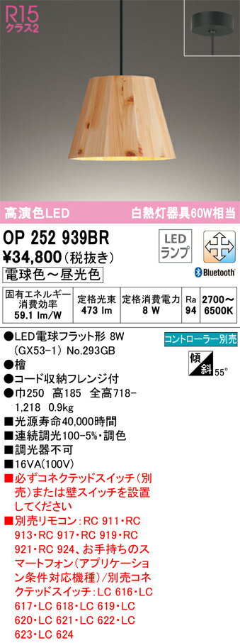 【送料無料】 オーデリック T区分 OP252939BR-SF （ランプ別梱包）『OP252939#＋NO293GB』 ペンダント リモコン別売 畳数設定無し LED 安心のメーカー保証