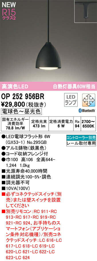 【送料無料】 オーデリック T区分 OP252956BR-SF （ランプ別梱包）『OP252956#＋NO295GB』 ペンダント 配線ダクト用 リモコン別売 畳数設定無し LED 安心のメーカー保証(3)