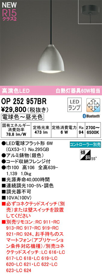 乐天商城 - 【送料無料】 オーデリック T区分 OP252957BR-SF （ランプ別梱包）『OP252957#＋NO295GB』 ペンダント リモコン別売 畳数設定無し LED 安心のメーカー保証