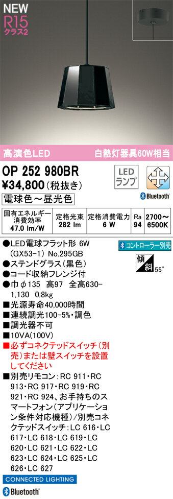 【送料無料】 オーデリック T区分 OP252980BR-SF （ランプ別梱包）『OP252980#＋NO295GB』 ペンダント リモコン別売 畳数設定無し LED 安心のメーカー保証