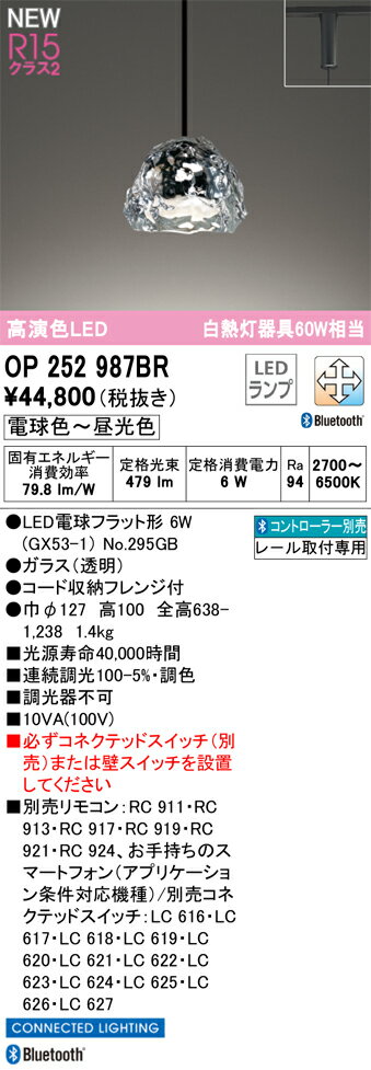 【送料無料】 オーデリック T区分 OP252987BR-SF （ランプ別梱包）『OP252987#＋NO295GB』 ペンダント 配線ダクト用 リモコン別売 畳数設定無し LED 安心のメーカー保証