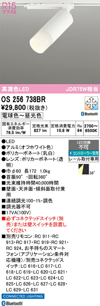 【送料無料】 オーデリック T区分 OS256738BR スポットライト 配線ダクト用 リモコン別売 畳数設定無し LED 安心のメーカー保証
