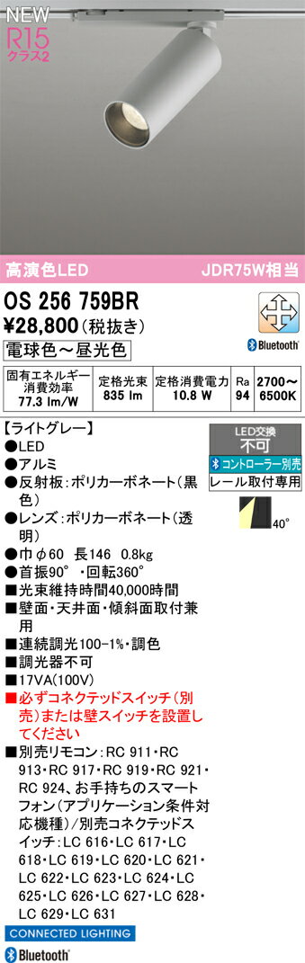 【送料無料】 オーデリック T区分 OS256759BR スポットライト 配線ダクト用 リモコン別売 畳数設定無し LED 安心のメーカー保証