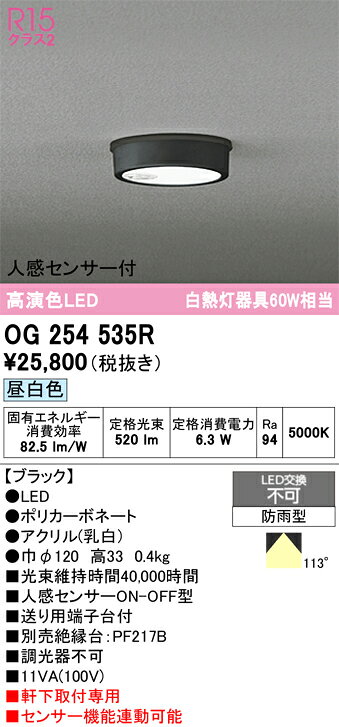 H区分 オーデリック OG254535R 屋外灯 軒下灯 人感センサー 畳数設定無し LED 安心...