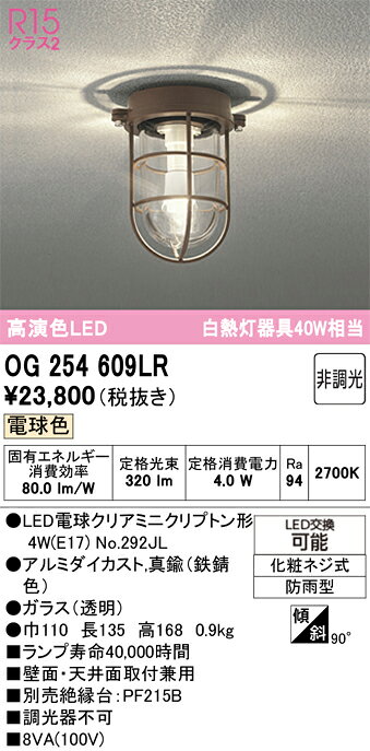 OG254609LROG254609LRポーチライト LED電気工事必要 畳数設定無し