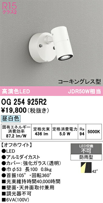 T区分 オーデリック OG254925R2 屋外灯 スポットライト 畳数設定無し LED 安心のメーカー保証
