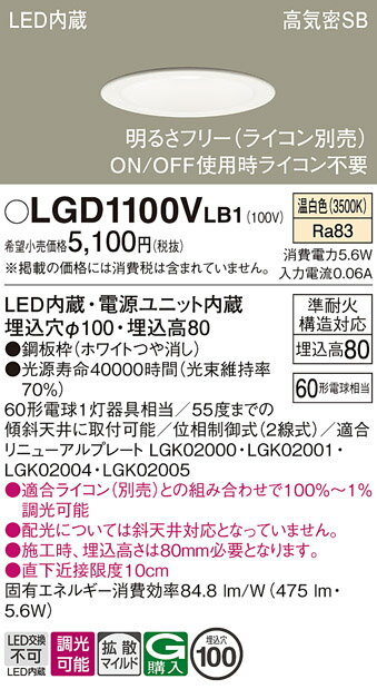 ڤʸ25,001߰ʾ̵ۥѥʥ˥å LGD1100VLB1 饤 ̷ ڹⵤ̩SB ư̵ ̵ LED Tʬ...