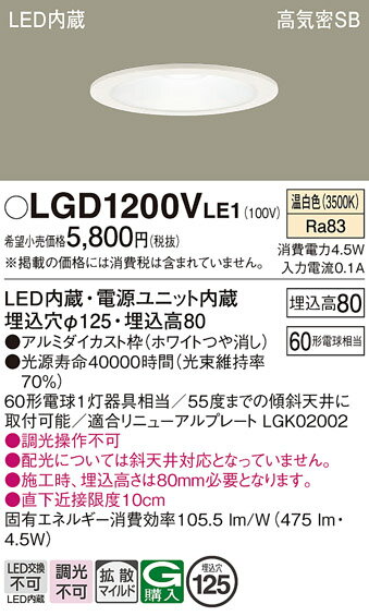 ڤʸ25,001߰ʾ̵ۥѥʥ˥å LGD1200VLE1 饤 ̷ ڹⵤ̩SB ư̵ ̵ LED Tʬ...