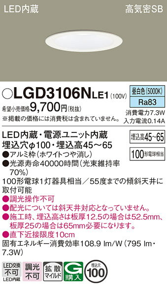 ڤʸ25,001߰ʾ̵Tʬ ѥʥ˥å LGD3106NLE1 饤 ̷ ڹⵤ̩SB 100 ư̵ ̵ LEDsetsuden_led 20ǯϷ ¿᡼ݾ