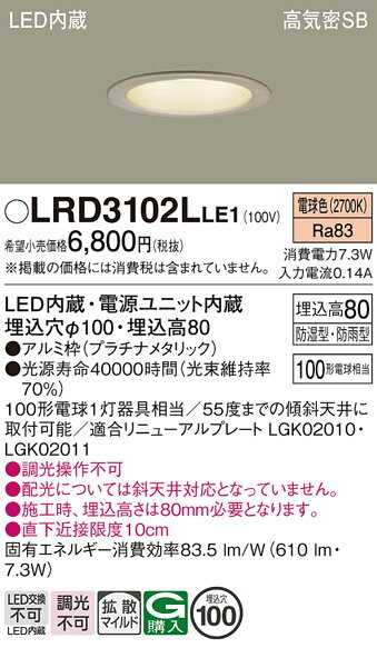 ̵ ѥʥ˥å LRD3102LLE1-SF ݡ饤  ڹⵤ̩SB ư̵ ̵ LED Tʬ...