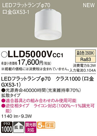 ̵ ѥʥ˥å LLD5000VCC1-SF ʥ饹1000GX53-1  LED˥å ̵ LED...