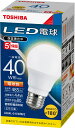 東芝 LED電球一般電球形配光角約180度広配光タイプ40W形 E26 電球色LDA4L-G-K/40W/2