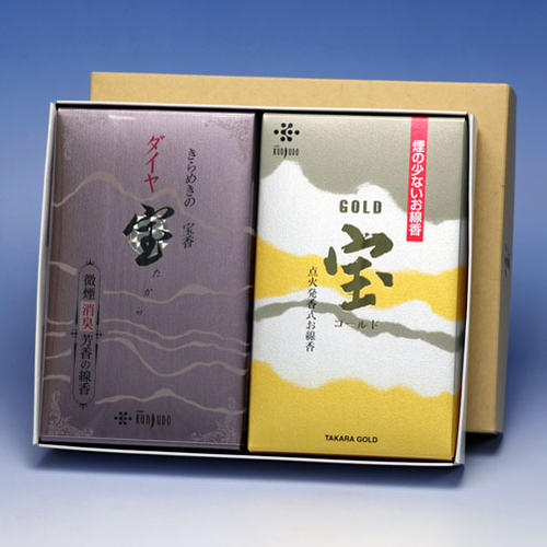線香 贈答用 送料無料 ダイヤ 宝 と 宝 ゴールド 微煙 大バラ 2個 セット 薫寿堂 たから 日本製 お線香 お香 沈香 香り 香 アロマ 仏壇 お供え物 ...