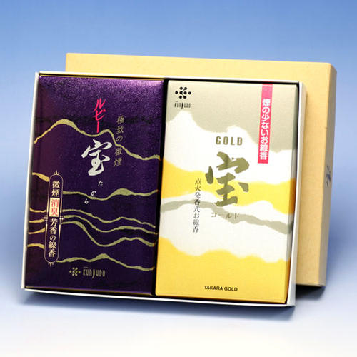 線香 贈答用 送料無料 ルビー 宝 と 宝 ゴールド 微煙 大バラ 2個 セット 薫寿堂 たから お線香 日本製 お香 香り 香 アロマ 仏壇 お供え物 御供 ...