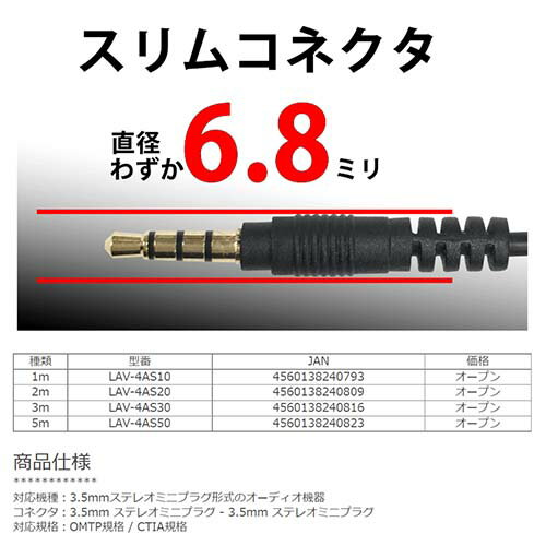 �롼��� Lumen ��3.5mm 4�˥����ǥ��������֥��5m��LAV-4AS50 CTIA OMTP ���� �ޥ��� ���å� M to M ���ƥ쥪�ߥ˥ץ饰������̵��n��Audio AUX cable