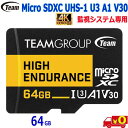 Team `[ THUSDX64GIV3002y64GBzHigh Endurance Micro SDXC UHS-I U3 V30 [J[h Read 100MBs Write 50MBs SDA_v^tyn|Xgz