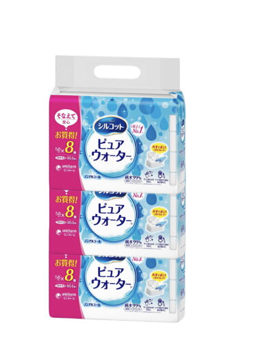 ユニ・チャーム シルコットピュアウォーターウェットティッシュ詰替 58枚×8個パック??3セット ユニ・チャーム シルコットピュアウォーターウェットティッシュ詰替 58枚×8個パック??3セット