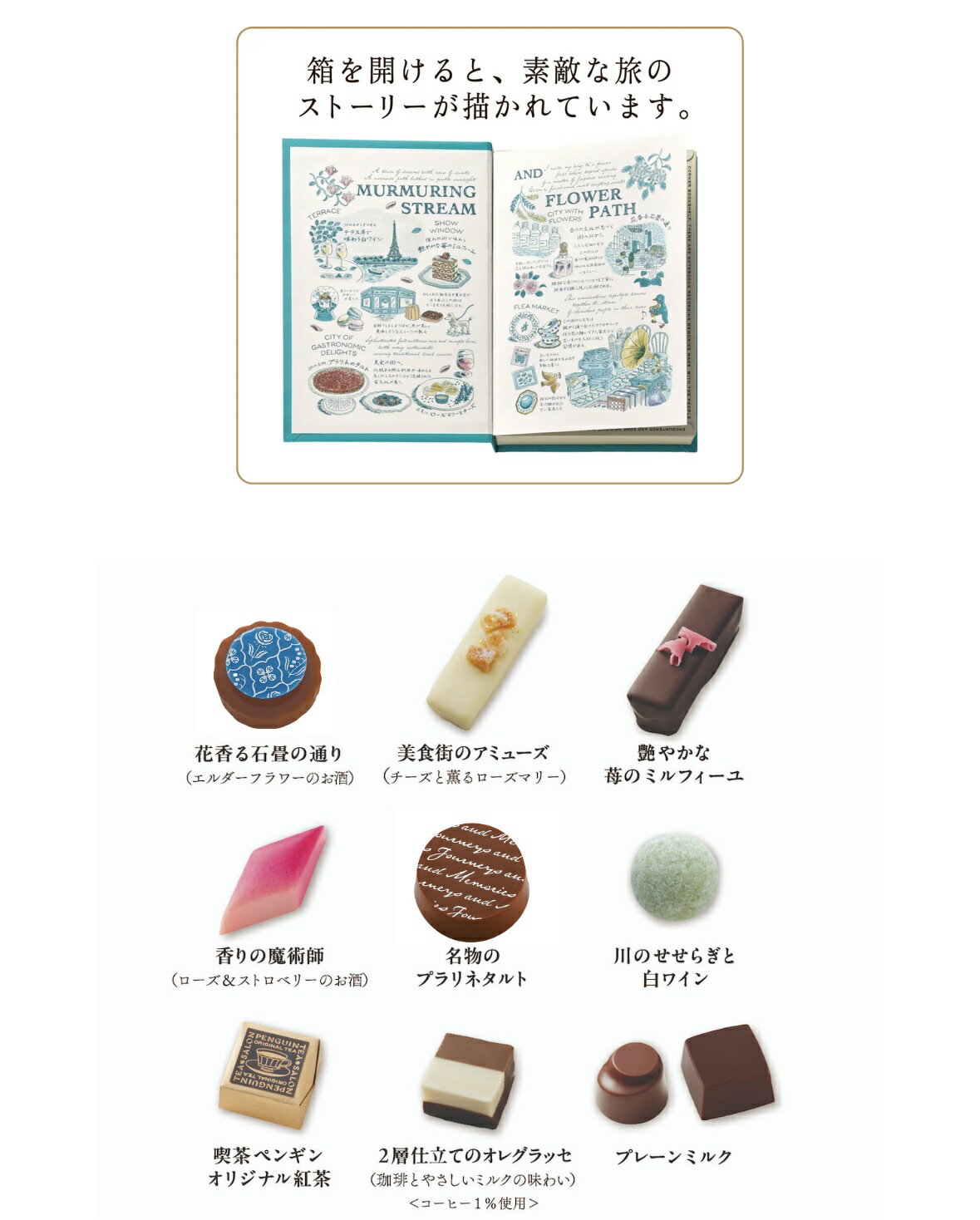 【エントリーでポイント10倍】喫茶ペンギン 旅とダイアリー せせらぎと花の小道 ふりそそぐ太陽と陽気なバル ゆらめく光と森のしずく バレンタイン チョコレート2026 ご褒美 高級 プレゼント かわいい ホワイトデー 男性 女性 彼氏 彼女 友達