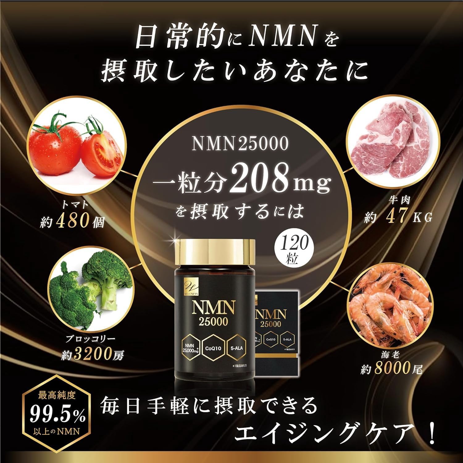 NMN25000 NMN サプリ 日本製 120粒 約30日分 β-ニコチンアミドモノヌクレオチド コエンザイムQ10配合 健康食品 栄養補助食品 ウエルネスライフサイエンス akashi2021-10001094 明石-AKASHI 楽天市場店 サンプル画像2