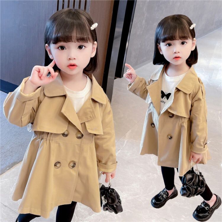 キッズトレンチコート スプリングコート キッズ韓国 子供服 おしゃれ 可愛い 長袖 通学 子供アウター キッズ ロングコート キッズコート キッズ 秋冬トレンチ...