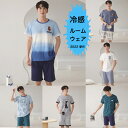 冷感 メンズルームウエア 上下セット 半袖tシャツ ハーフパンツ セットアップ 2点セット 部屋着 ルームウエア シームレス tシャツ 無地 5分丈 ショートパ...
