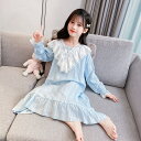 【送料無料】女の子 パジャマ ワンピース ロング丈 寝間着 純綿 宮廷風 おしゃれ キッズ 春 夏 秋 ルームウェア 部屋着 姉妹 双子 パジャマ ナイトドレス...