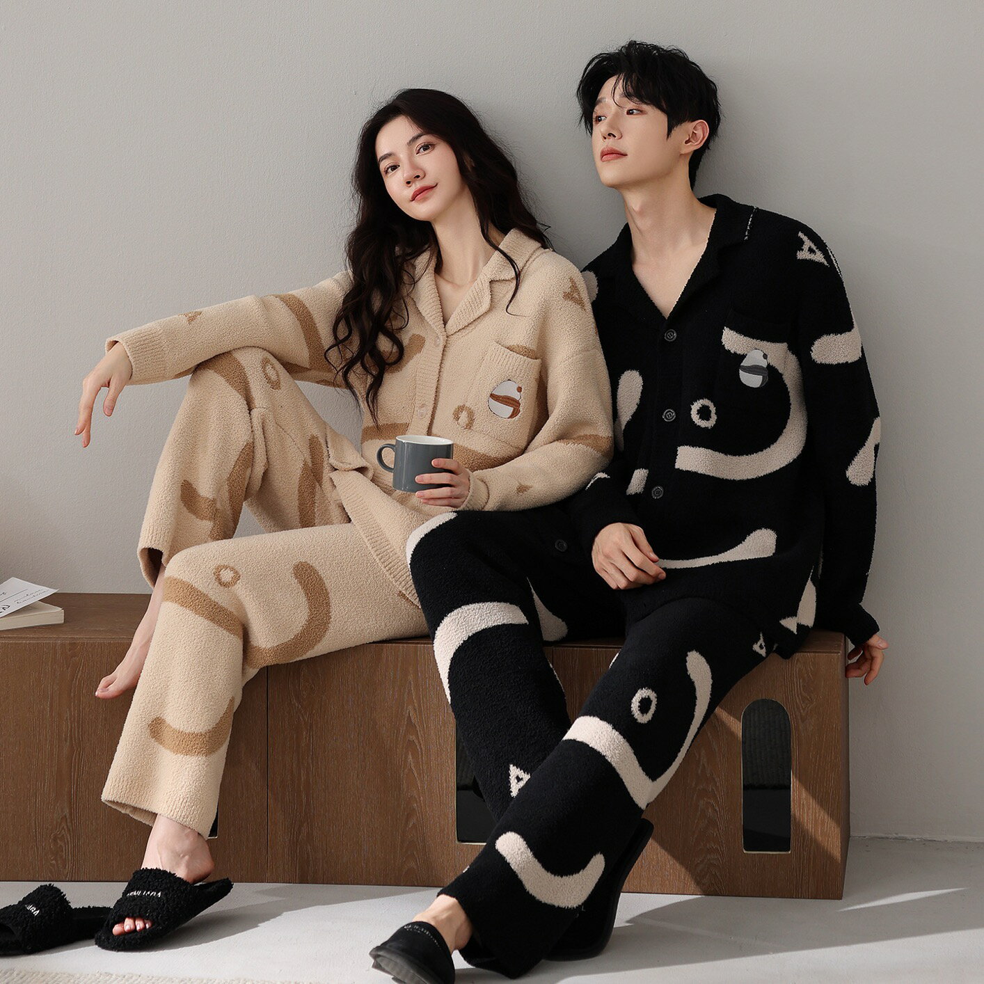 【送料無料】冬パジャマ カップル もこもこ ルームウェア 上下セット ペアルック 可愛い ふわふわ 部屋着 あったかい 暖かい レディース メンズ 冬 パジャマ 前開き プレゼント 彼氏 カップル 夫婦 女性 男性 ルーム ウェア モコモコ おしゃれ セットアップ