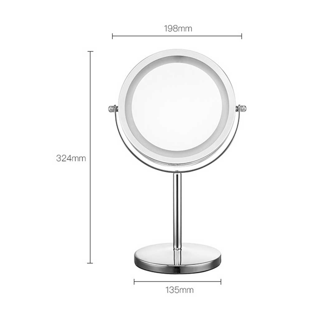 化粧ミラー 化粧鏡 LEDライト付き メイクミラー 卓上ミラー スタンドミラー卓上 等倍両面鏡 10倍拡大鏡 360°回転可 化粧道具 電池式