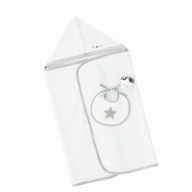 日本製 出産祝い ギフトセット フード付きバスタオル スタイ ガラガラ ラトル ベビー プレゼント お祝い 男の子 女の子 赤ちゃん ギフト ベビー用品 ミルキーバスタオルローブ