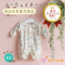 【LINE登録で300円OFF】低体重児 ベビー服 日本製 45cm 春 夏 秋 冬 低出生体重児 ツーウェイオール オールシーズン用 フライス ぞうさん 綿1...
