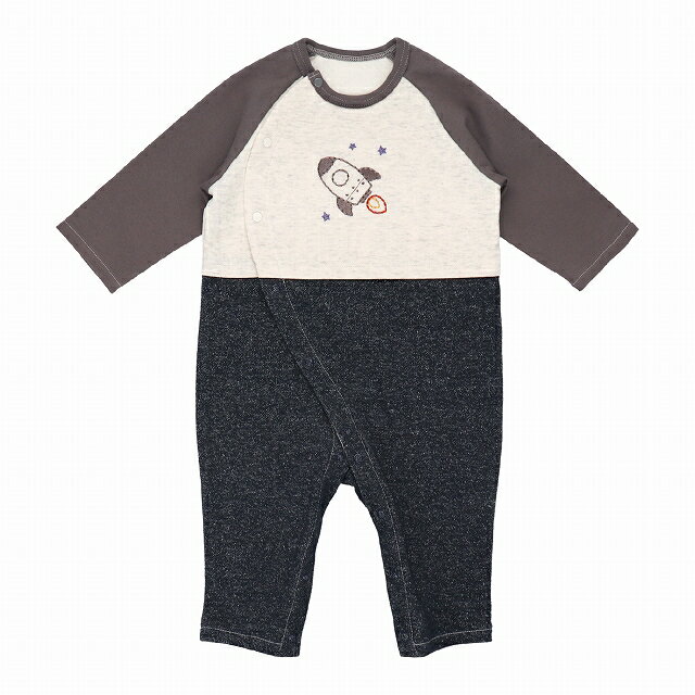 カバーオール ロンパース 70 80 日本製 ベビー服 赤ちゃん ロケット 男の子 出産準備 出産祝い 春 秋 冬 長袖 デパート かわいい 宇宙 ベビーウェア お腹が出ない 3