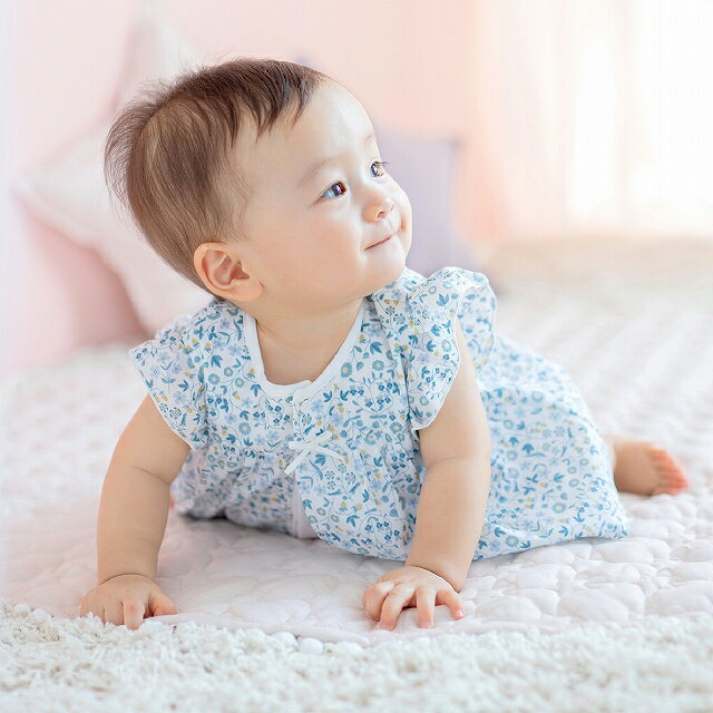 ロンパース 女の子 70 80 春 夏 日本製 スカート付き リバティ リトルミラベル 出産準備 出産祝い ベビー服 ローン スカート 綿100% 2