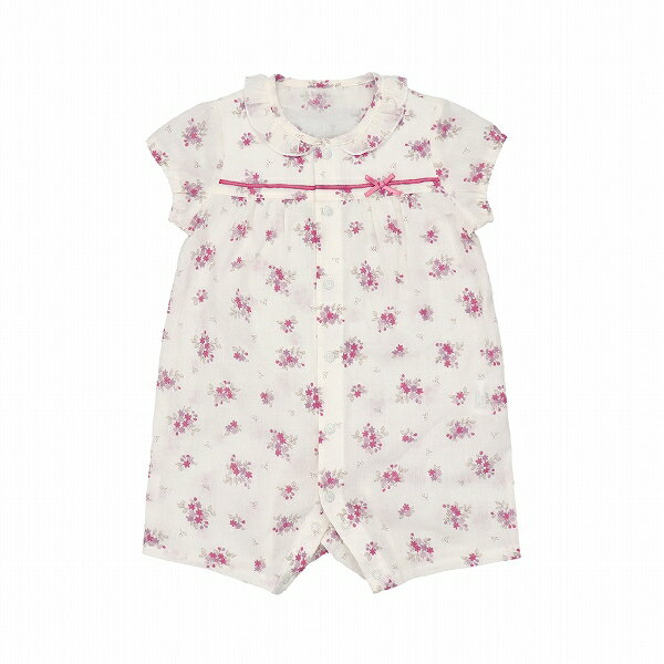 【LINE登録で300円OFFクーポン】ロンパース 女の子 70 80 春 夏 日本製 半袖 出産準備 出産祝い ベビー服 楊柳 ヴィオラ 花柄 涼しい おしゃれ 70cm 80cm かわいい ギフト プレゼント 綿100% 3