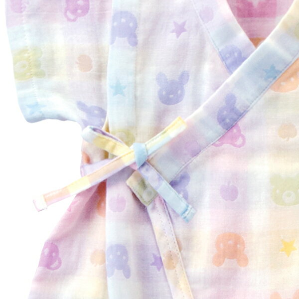 日本製　甚平オール カラフル 二重ガーゼ ベビー 男の子 女の子 涼しい 綿100% 夏 祭 浴衣 じんべい ルームウェア ナイトウェア 部屋着 パジャマ　和服