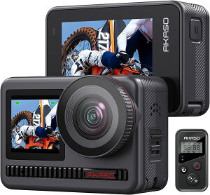 AKASO Brave8 アクションカメラ 4K60fps 48MP アクションカム スーパースムーズ手ぶれ補正 スポーツカメラ 本機防水10M 水中カメラ デュアルカラースクリーン 1550mAhバッテリー2個 音声制御機能/外部マイク対応/可視リモコン付