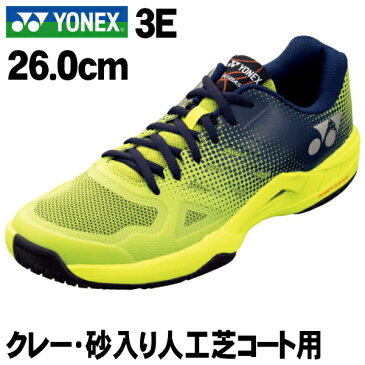 ＜26.0cm＞【YONEX】テニスシューズ　＜パワークッション　エアラスダッシュ2GC＞POWER CUSHION AERUSDASH2GC クレー・砂入り人工芝コート用　3E ライム/ネイビー