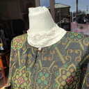 着物 リメイク【オーダー】七分袖 ギャザーワンピース L サイズ着物 から素敵な ワ...