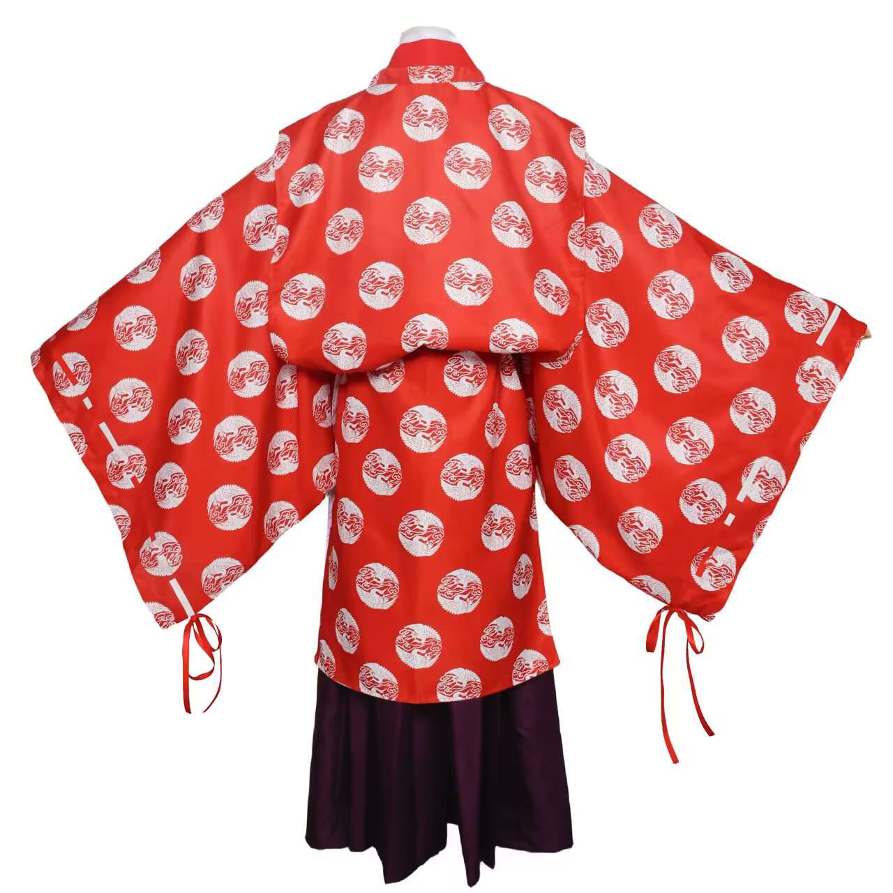 実物撮影！狩衣 神職 装束 神社 神具 神職装束 平安装束 神主 神社 袴 狩衣(散雲に雲鶴) 舞台ステージ 時代劇用 歌舞伎　コスチューム 日本舞踊 赤色