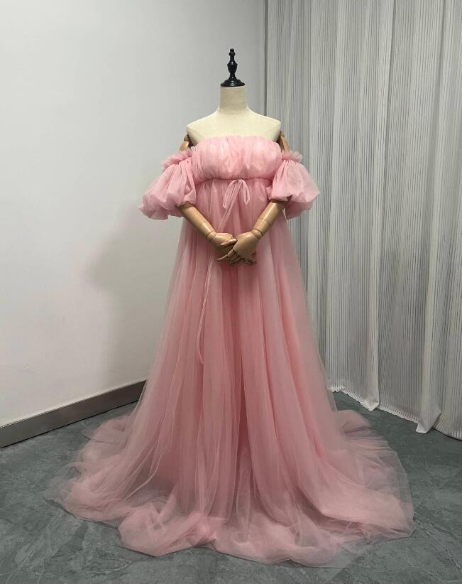 カラードレス マタニティドレス パーティードレス 短袖 ロングスリーブ チュールスカート フリー 前撮り