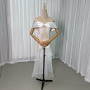 取り外しオフショルダー 光沢サテン オーガンジー 花嫁/ウェディングドレス トレーン