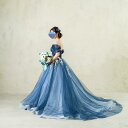 実例写真!カラードレス ネイビー 咲き誇る透け花レース キラキラグリッターチュール クラシカル 華やか 結婚式