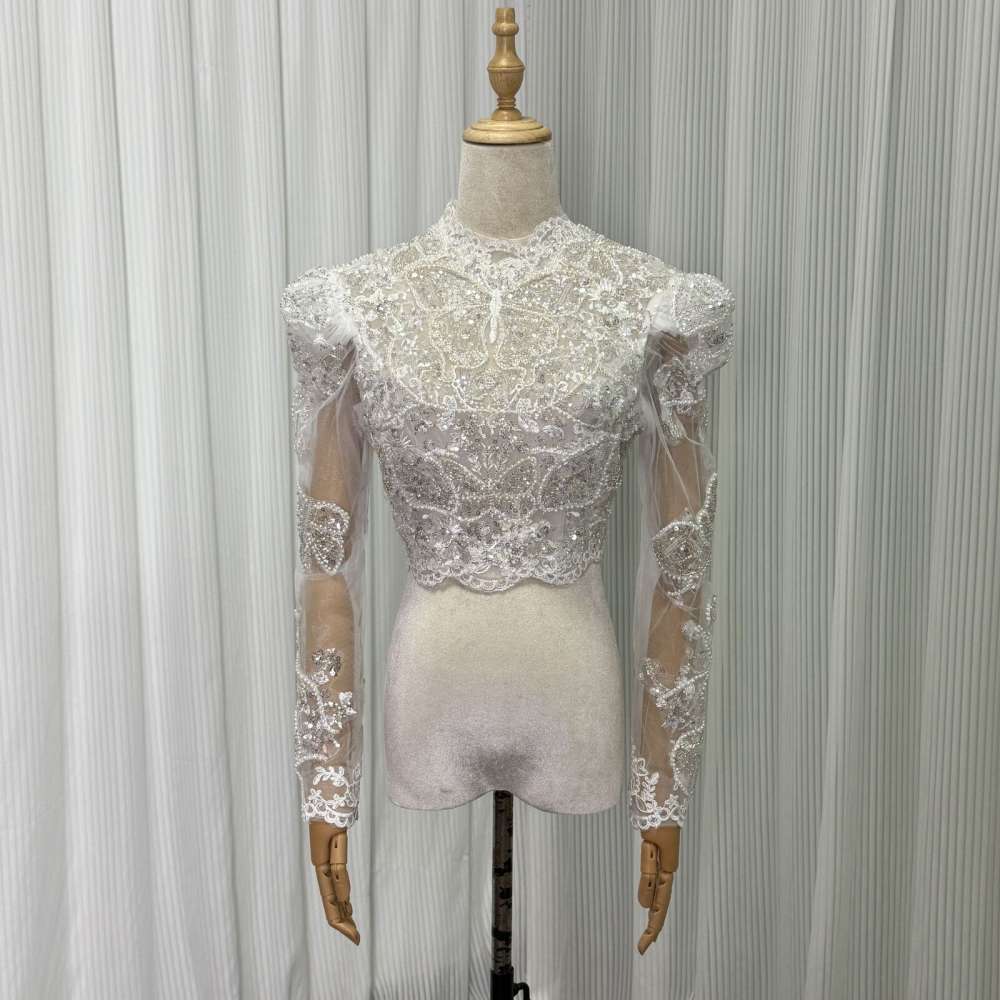 韓国風ドレスボレロ　長袖　ハイネック　トップス　花嫁 ドレスアレンジ お色直